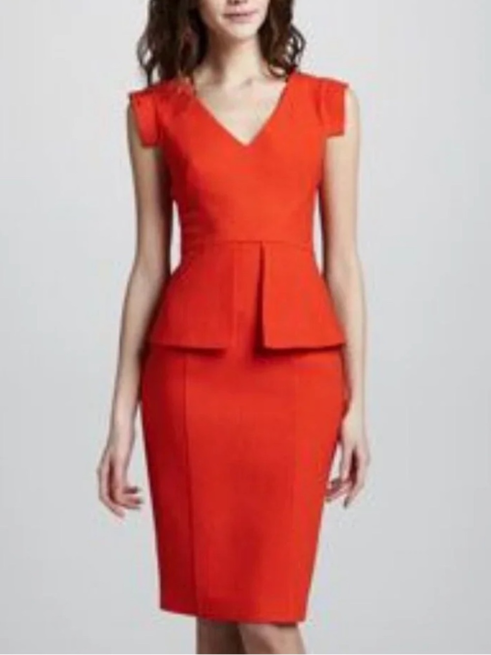 Black Halo Keyton Peplum Dress Orange Blossom 4 - Picture 2 of 10